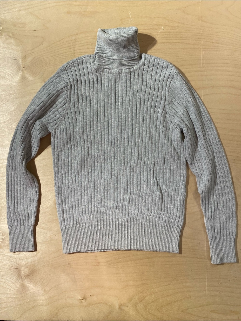 JEANNE PIERRE Ribbed Turtleneck Sweater - Light Gray Medium (SB)